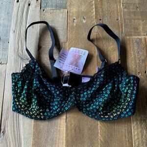 Savage x Fenty Leopard Bralette 38D unpadded multi color leopard mesh adjustable